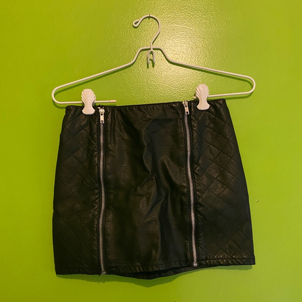 H&M black faux leather mini skirt